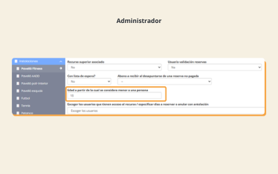 Configuración de la edad de menor en los accesos